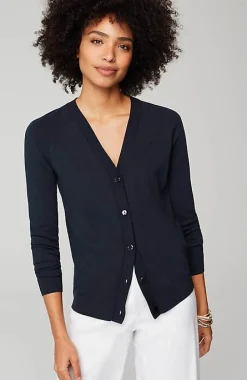 Organically Grown Cotton V-Neck Cardi | Jjill