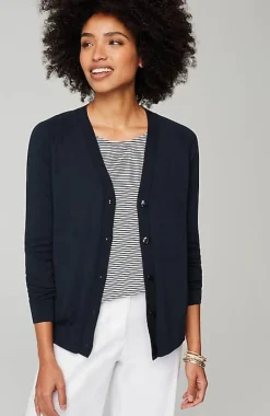 Organically Grown Cotton V-Neck Cardi | Jjill