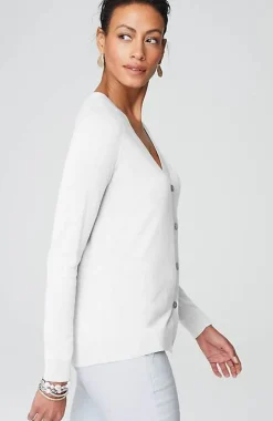 Organically Grown Cotton V-Neck Cardi | Jjill