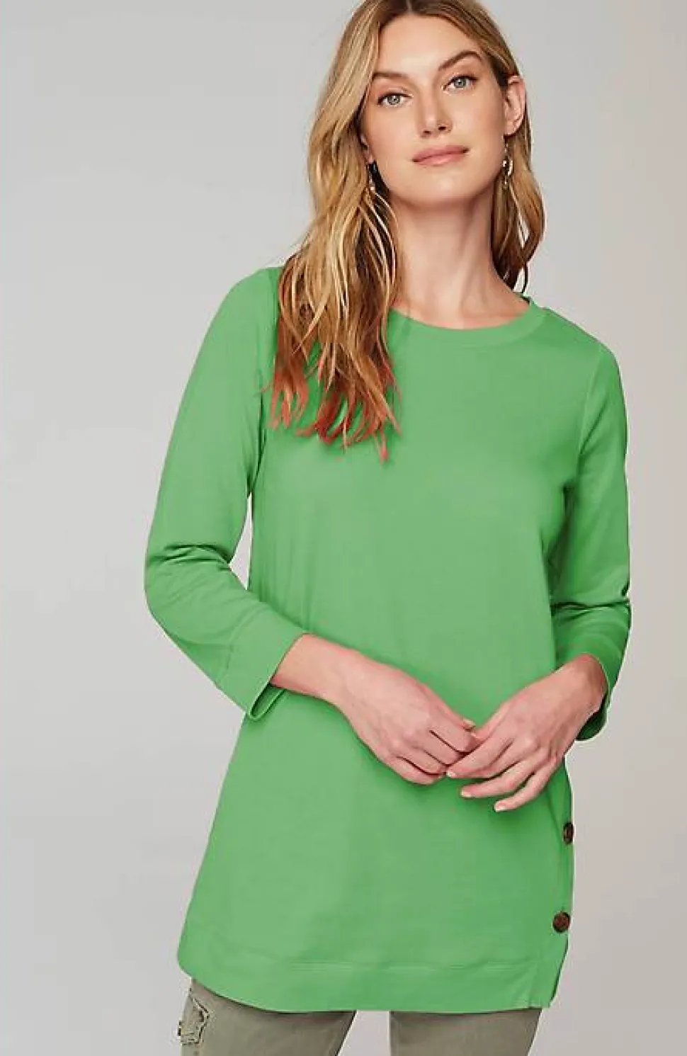 Organically Grown Cotton Button-Seamed Tunic | Jjill