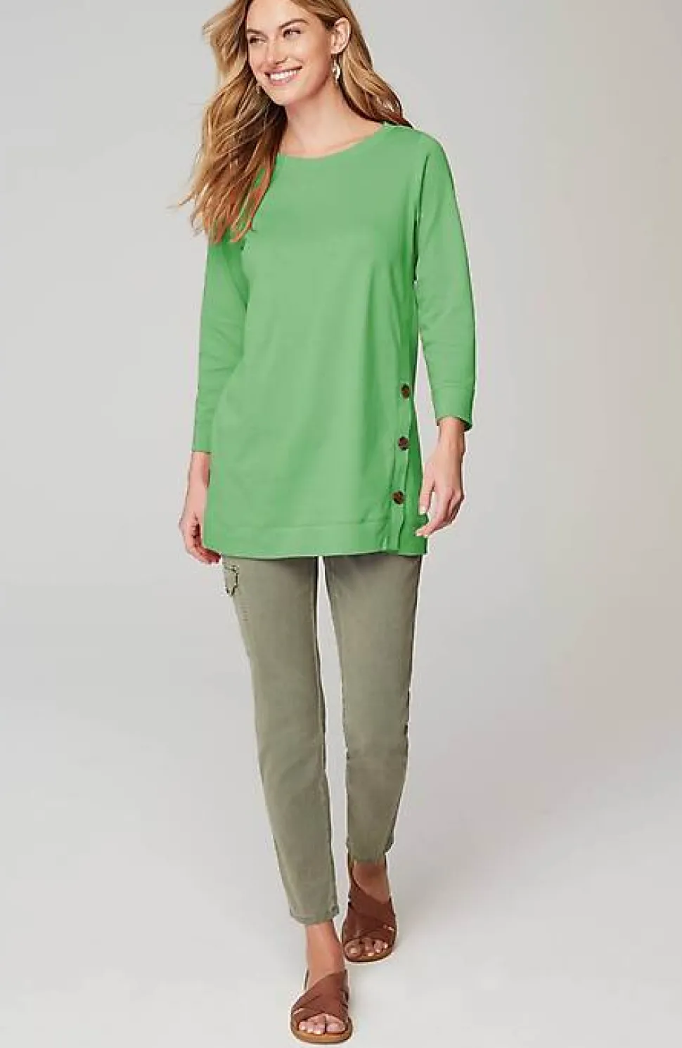 Organically Grown Cotton Button-Seamed Tunic | Jjill