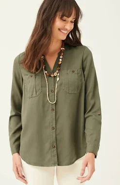 Overdyed Button-Front Camp Shirt | Jjill