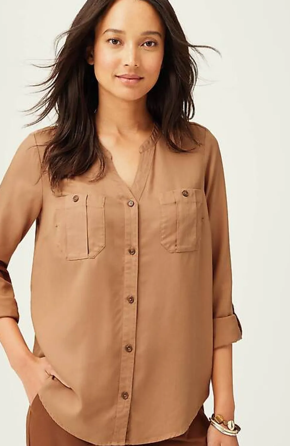 Overdyed Button-Front Camp Shirt | Jjill
