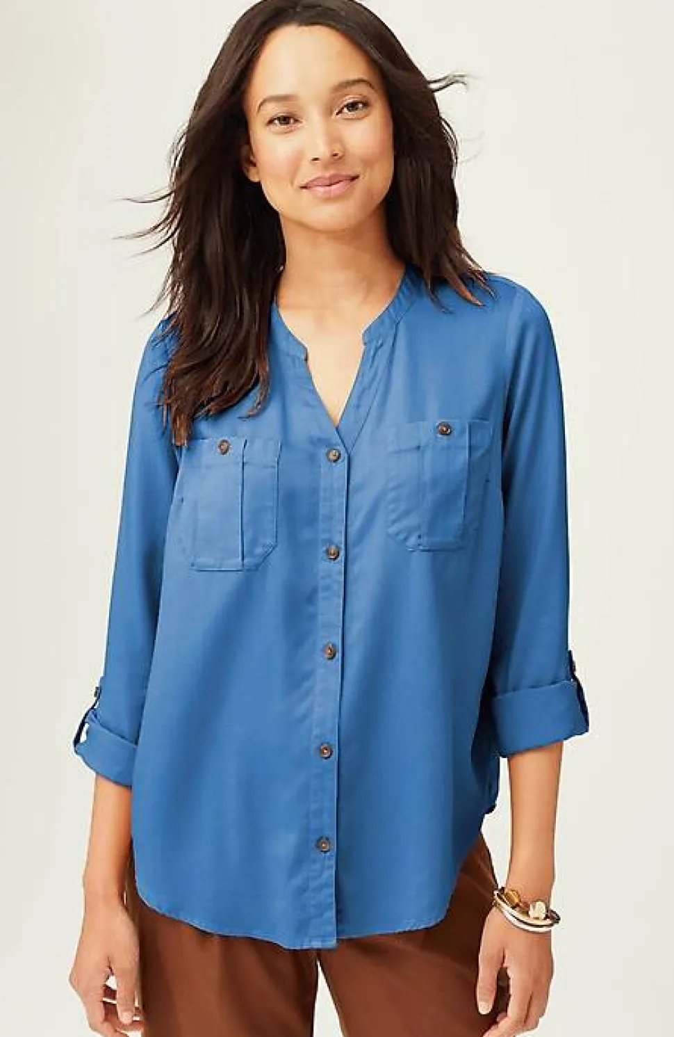 Overdyed Button-Front Camp Shirt | Jjill