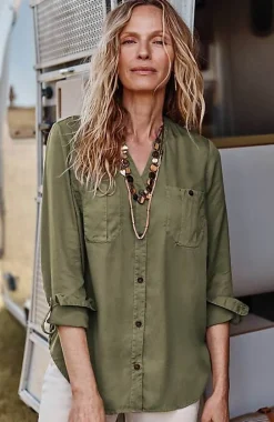 Overdyed Button-Front Camp Shirt | Jjill