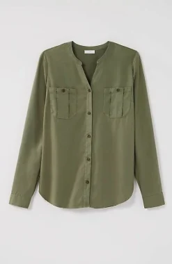 Overdyed Button-Front Camp Shirt | Jjill