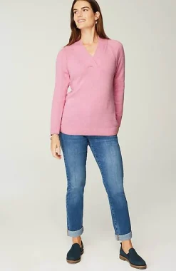 Overlapping-V-Neck Sweater | Jjill
