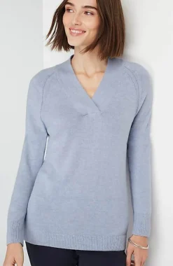 Overlapping-V-Neck Sweater | Jjill