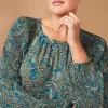 Paisley Pleated-Sleeves Tunic | Jjill