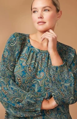Paisley Pleated-Sleeves Tunic | Jjill