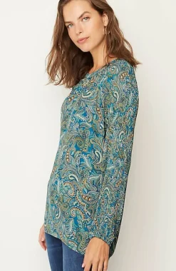 Paisley Pleated-Sleeves Tunic | Jjill