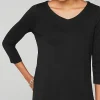 Pima 3/4-Sleeve V-Neck Tee | Jjill