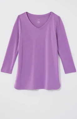 Pima 3/4-Sleeve V-Neck Tee | Jjill