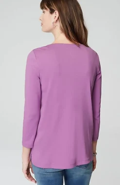 Pima 3/4-Sleeve V-Neck Tee | Jjill