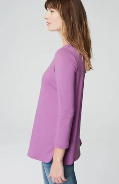 Pima 3/4-Sleeve V-Neck Tee | Jjill