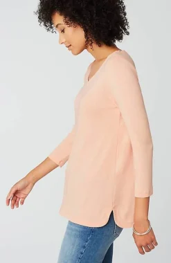 Pima 3/4-Sleeve V-Neck Tee | Jjill