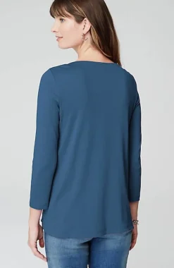 Pima 3/4-Sleeve V-Neck Tee | Jjill