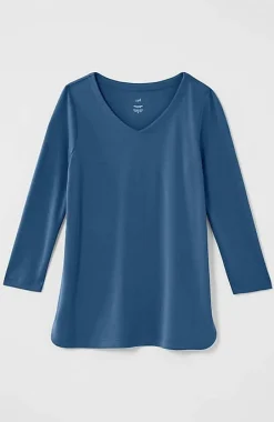 Pima 3/4-Sleeve V-Neck Tee | Jjill