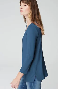 Pima 3/4-Sleeve V-Neck Tee | Jjill