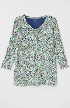 Pima 3/4-Sleeve V-Neck Tee | Jjill