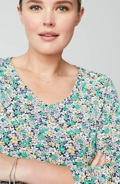 Pima 3/4-Sleeve V-Neck Tee | Jjill