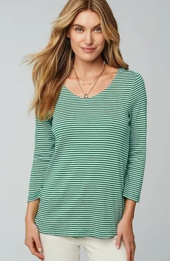 Pima 3/4-Sleeve V-Neck Tee | Jjill