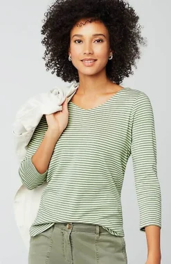 Pima 3/4-Sleeve V-Neck Tee | Jjill