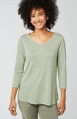 Pima 3/4-Sleeve V-Neck Tee | Jjill