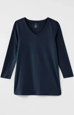 Pima 3/4-Sleeve V-Neck Tee | Jjill