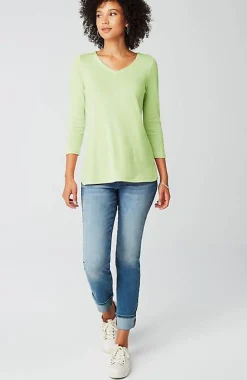 Pima 3/4-Sleeve V-Neck Tee | Jjill
