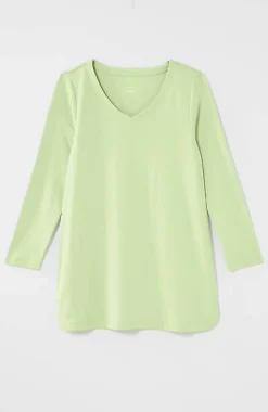 Pima 3/4-Sleeve V-Neck Tee | Jjill
