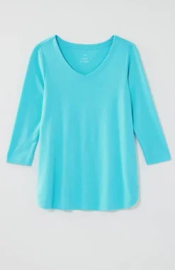 Pima 3/4-Sleeve V-Neck Tee | Jjill