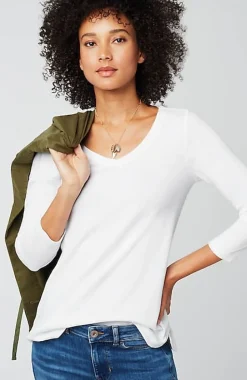 Pima 3/4-Sleeve V-Neck Tee | Jjill
