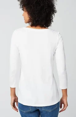 Pima 3/4-Sleeve V-Neck Tee | Jjill