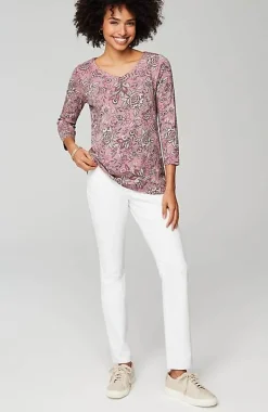 Pima 3/4-Sleeve V-Neck Tee | Jjill