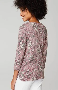 Pima 3/4-Sleeve V-Neck Tee | Jjill