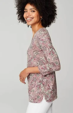 Pima 3/4-Sleeve V-Neck Tee | Jjill