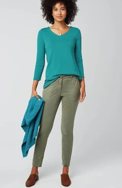 Pima 3/4-Sleeve V-Neck Tee | Jjill