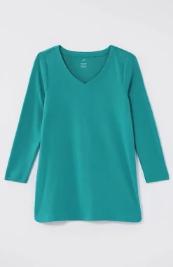 Pima 3/4-Sleeve V-Neck Tee | Jjill