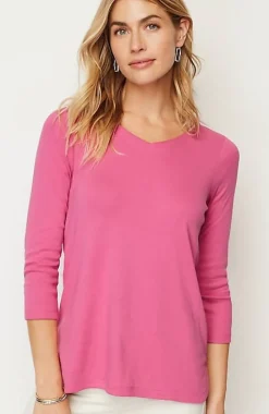 Pima 3/4-Sleeve V-Neck Tee | Jjill