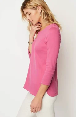 Pima 3/4-Sleeve V-Neck Tee | Jjill