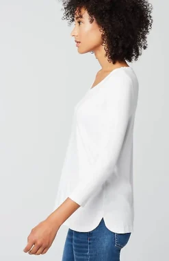 Pima 3/4-Sleeve V-Neck Tee | Jjill