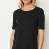 Pima-Slub Scoop-Neck Side-Slit Tee | Jjill