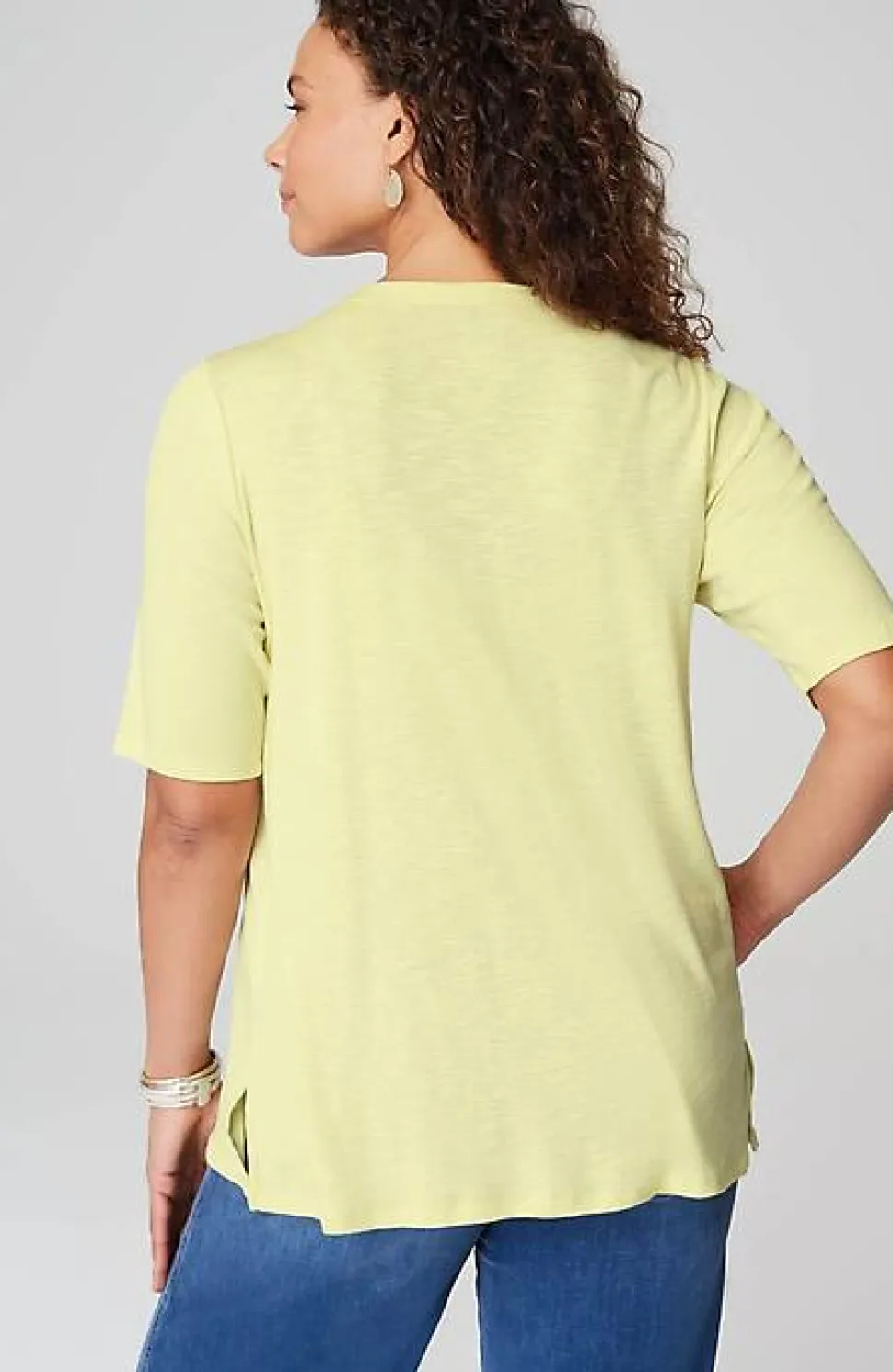 Pima-Slub Scoop-Neck Side-Slit Tee | Jjill