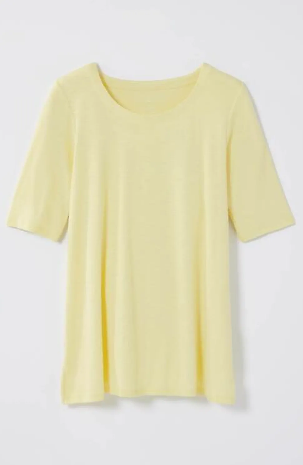 Pima-Slub Scoop-Neck Side-Slit Tee | Jjill