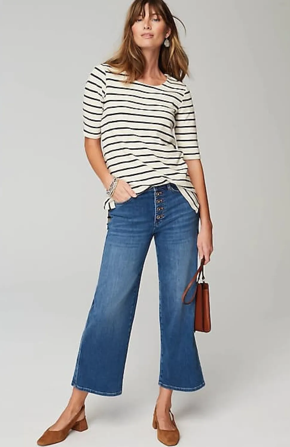 Pima-Slub Scoop-Neck Side-Slit Tee | Jjill