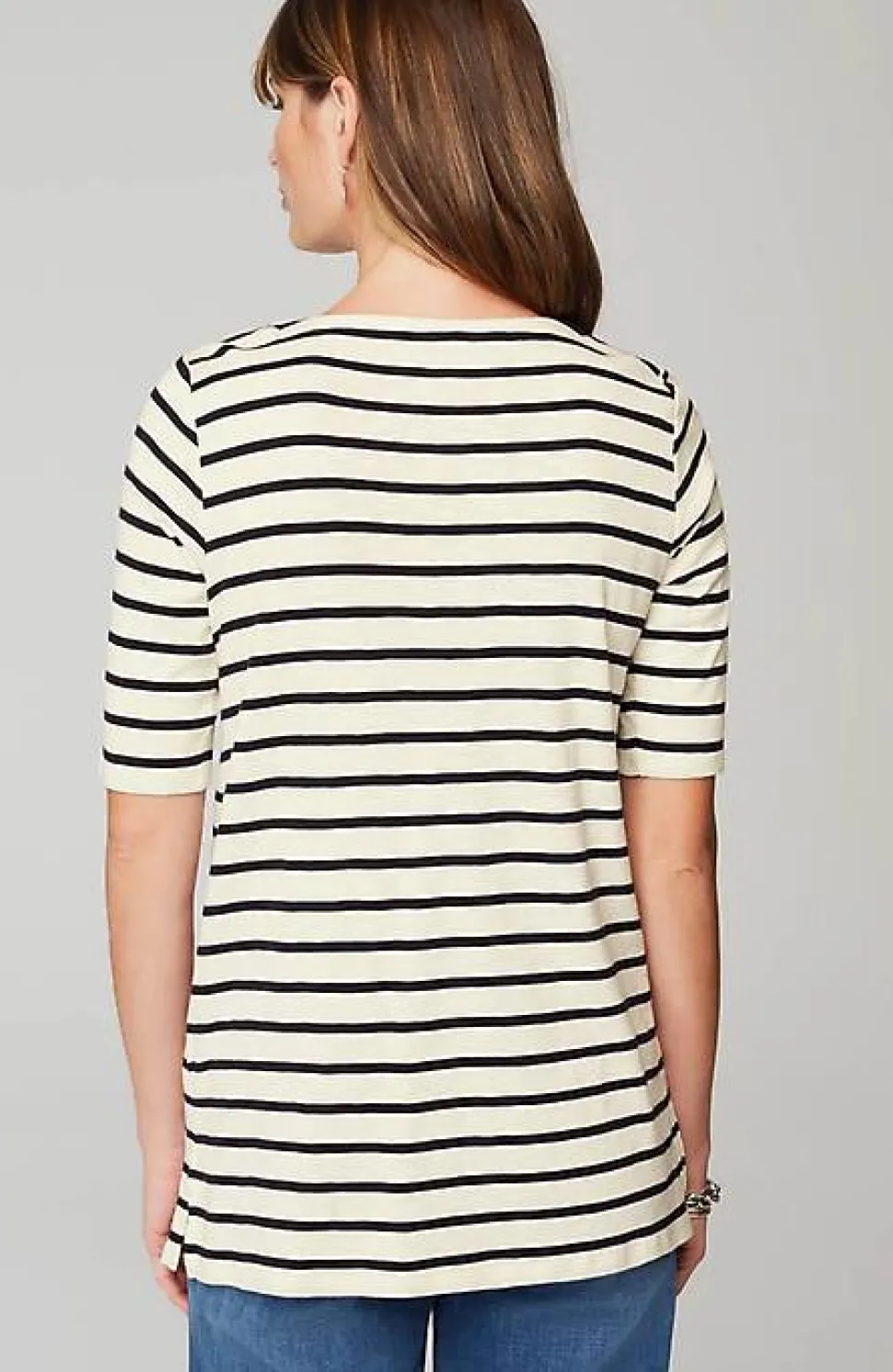 Pima-Slub Scoop-Neck Side-Slit Tee | Jjill