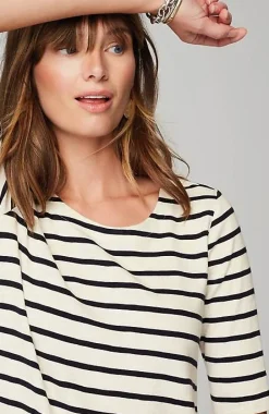Pima-Slub Scoop-Neck Side-Slit Tee | Jjill