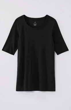 Pima-Slub Scoop-Neck Side-Slit Tee | Jjill