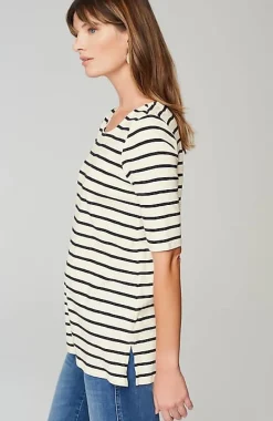 Pima-Slub Scoop-Neck Side-Slit Tee | Jjill